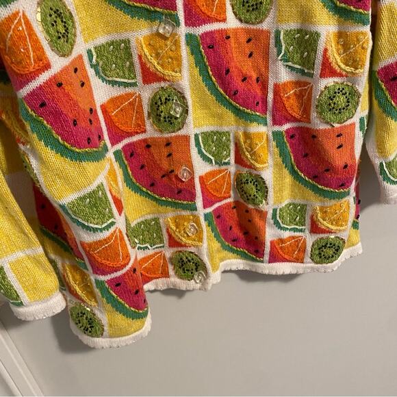 Vintage Susan Bristol Fruit Beaded Sweater Medium - Picture 9 of 13